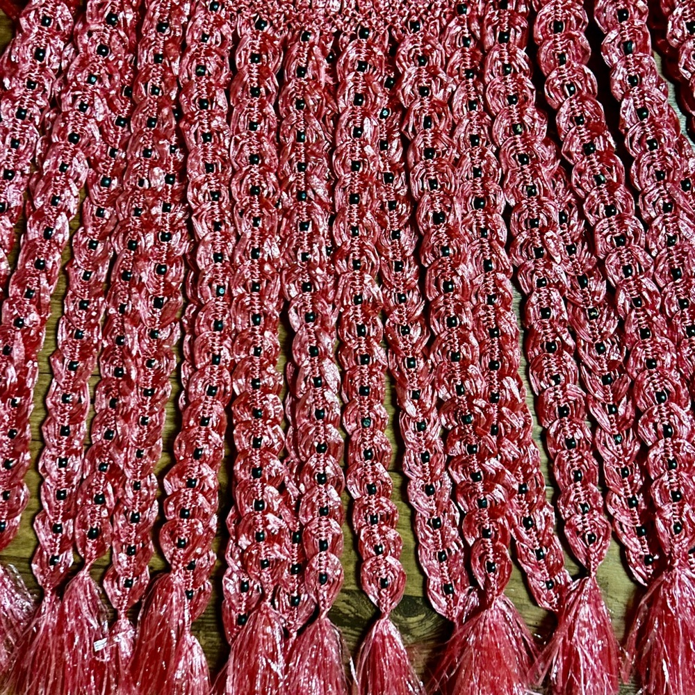 Handmade • Waist: 40-60” (Adjustable) • Pink Plastic Crochet W/ Black Bead Skirt - Picture 12 of 13